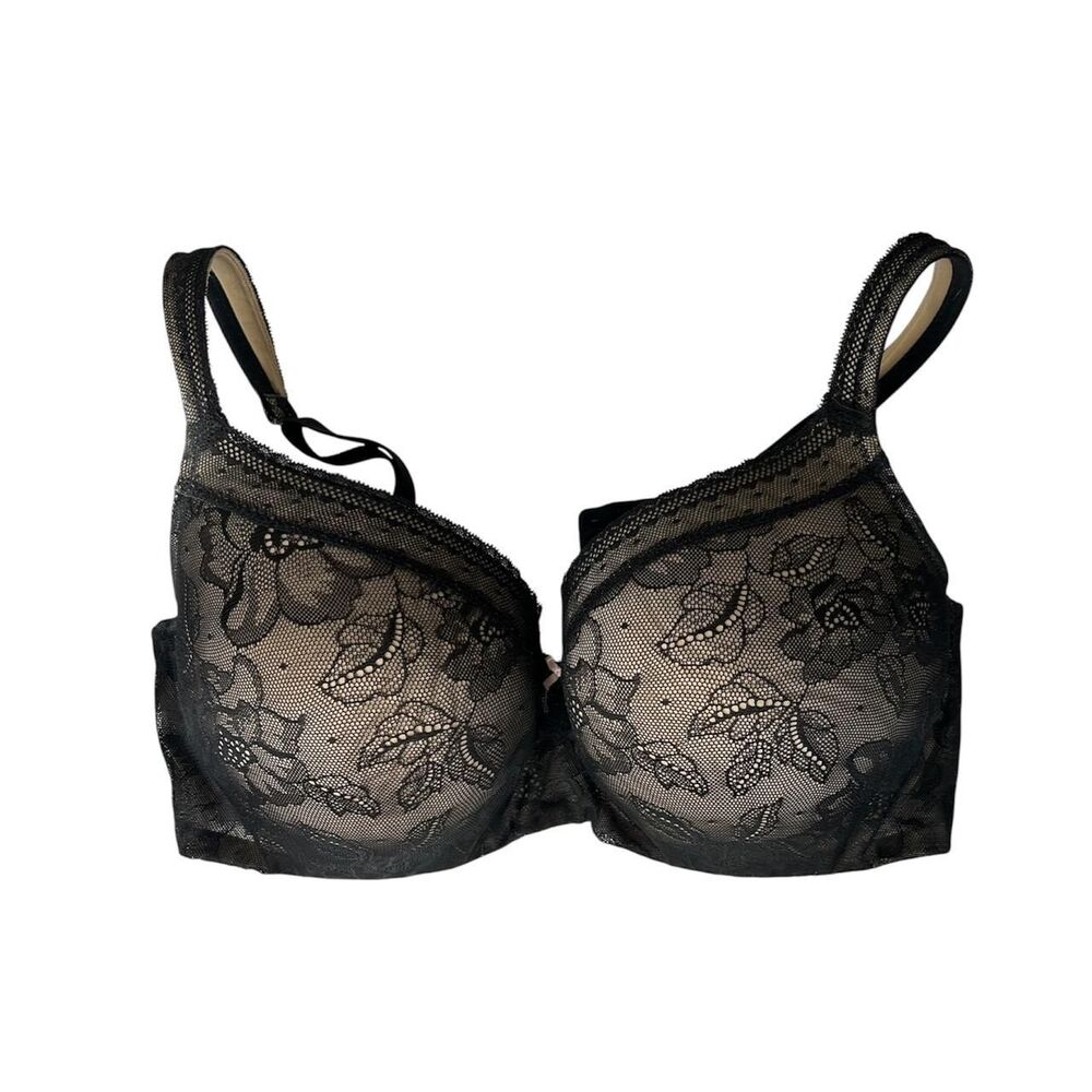 Cacique Lane Bryant Black lace lined modern lace  bra 38DD